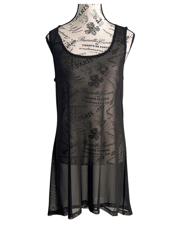 Tricotto Dresses & Skirts - Vintage Y2K Sheer Black Mesh Tunic Top Goth Asymmetrical Layering Grunge Large